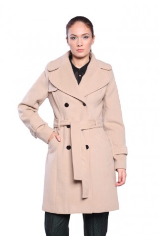 Palton matlasat din lana bej nisip BRN80128