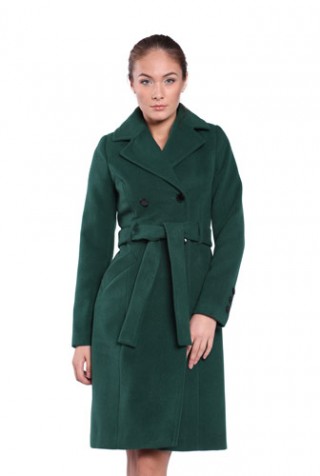 Palton verde din lana BRN80116