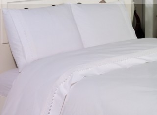 Lenjerie de pat cu dantela din bumbac ranforce StudioCasa White Swan 2 persoane