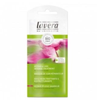 Tratament natural reparator cu extract de trandafir ulei de macadamia si ulei de avocado pentru parul uscat si deteriorat Lavera plic 20 ml