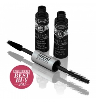 Mascara BIO DUBLU Negru pentru volum si alungire gene cu 2 periute. Imbogatit cu ulei de argan si cocos. NOU 5.5 ml Lavera