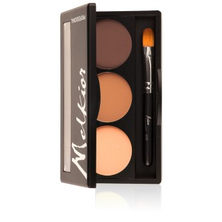 Paleta cu 3 nuante de maro farduri de ochi si pensula