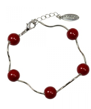 Bratara cu perle rosii