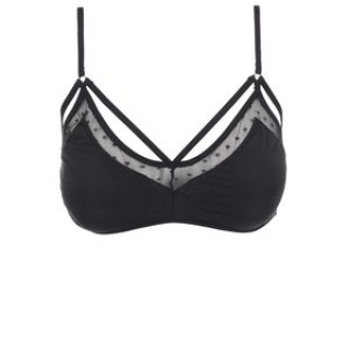 Y.A.S. Sutien negru decupat cu plasa Celeste