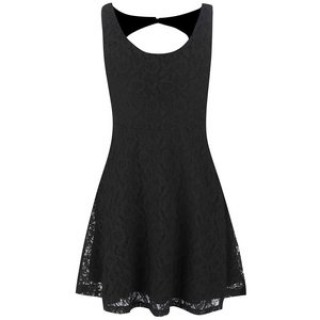 Rochie VILA Flus neagra cu dantela