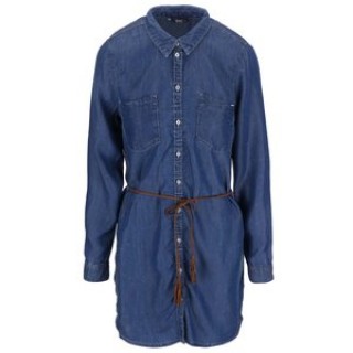 Rochie din denim albastru tip camasa cu maneci lungi Only Henna