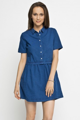 Rochie din denim Levi''s cu snur in talie