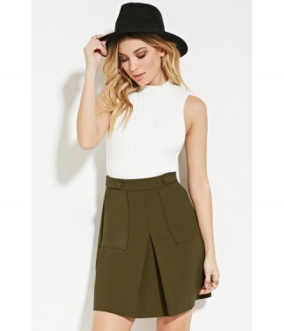 Imbracaminte Femei Forever21 Pleated A-Line Skirt Olive