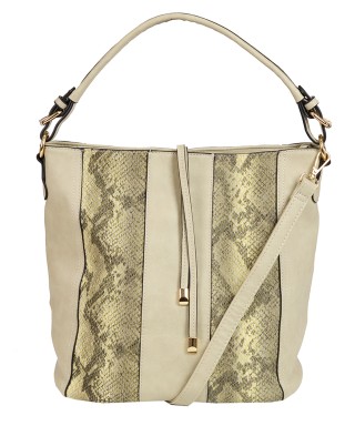 Geanta bej cu detaliu snakeskin
