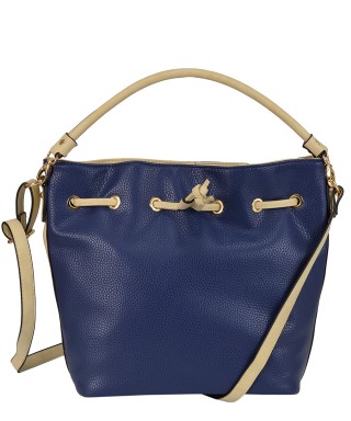 Geanta albastra, cu bareta lunga