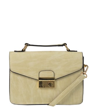 Geanta bej cu detaliu auriu