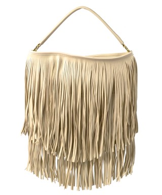 Geanta bej, cu franjuri