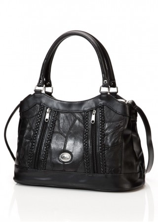 Geanta de piele cu fermoare "Patch" bonprix