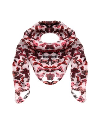 Esarfa din matase, cu fluturi rosii