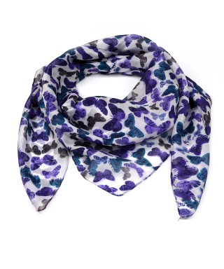 Esarfa din matase, cu fluturi mov