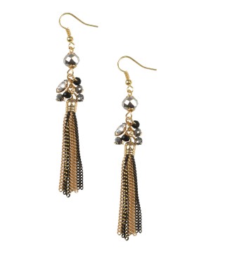 Cercei cu lanturi negre si aurii