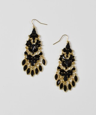 Cercei aurii cu cristale negre