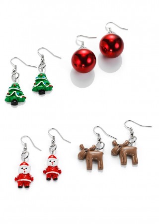 Set de cercei de Craciun, cu 4 perechi cu susrub si agatatoare