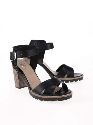 Sandale dama din piele cu toc