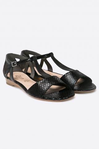 Sandale joase negre din piele naturala