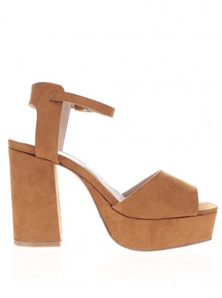 Sandale cu platforma si toc inalt maro deschis