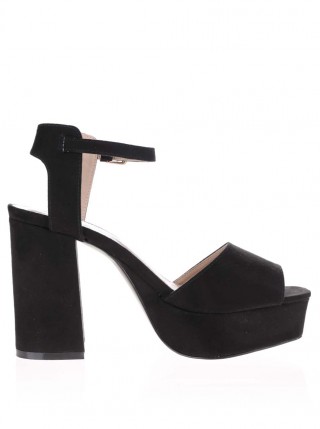 Sandale negre cu toc inalt si platforma