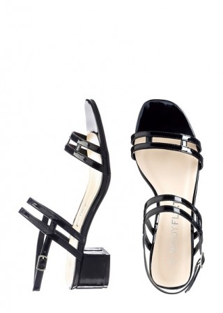 Sandale din imitatie de piele cu toc gros