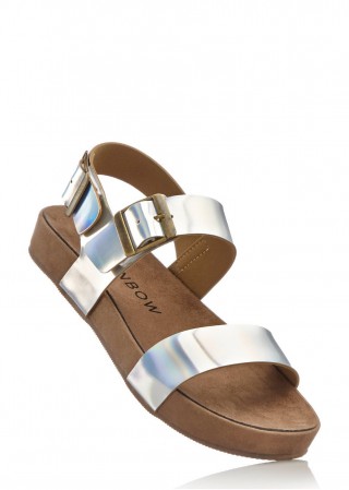 Sandale argintii cu platforma joasa - confortabile