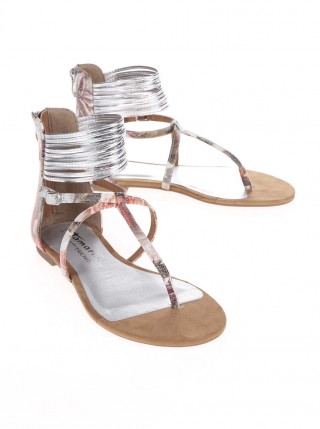 Sandale maro cu model floral Tamaris