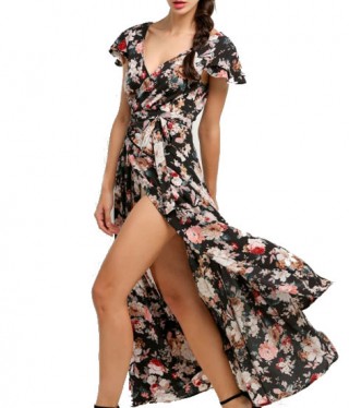 Rochie de plaja cu imprimeu floral si spate decupat