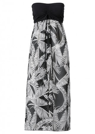 Rochie lunga de plaja, vaporoasa si cu umerii goi