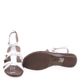 Sandale alba cu platforma joasa din piele ecologica