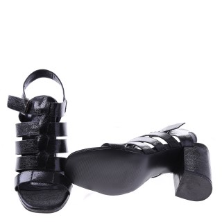 Sandale negre cu toc gros