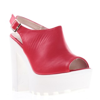 Sandale rosii cu platforma alba