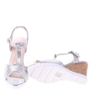 Sandale argintii cu platforma