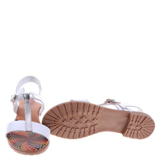 Sandale albe din piele naturala