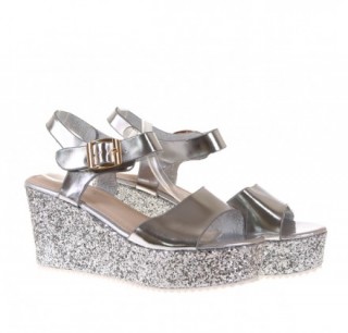Sandale argintii cu platforma