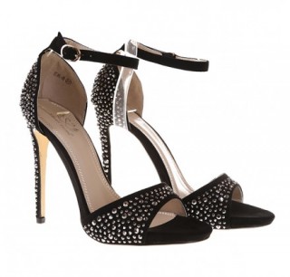 Sandale negre elegante, cu toc