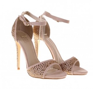 Sandale elegente, cu toc, roz prafuit