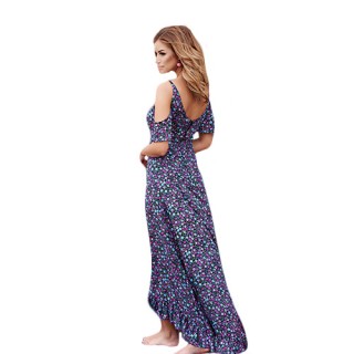 Rochie lunga de plaja cu imprimeu floral