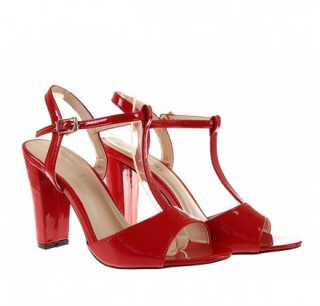 Sandale rosii cu toc gros