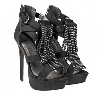 Sndale negre cu platforma si toc subtire