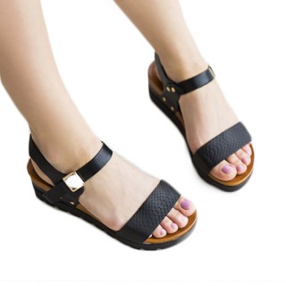 Sandale negre cu platforma joasa