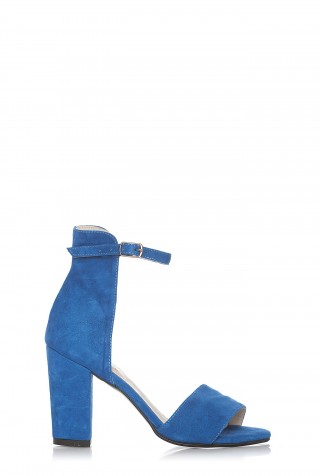 Sandale cu toc din piele intoarsa naturala