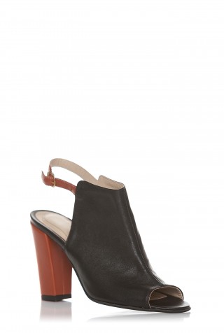 Sandale cu toc gros din piele naturala