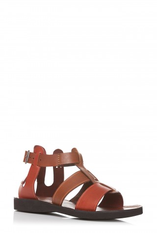 Sandale rosu cu maro din piele naturala