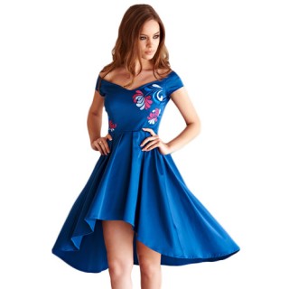 Rochie albastra cu broderie