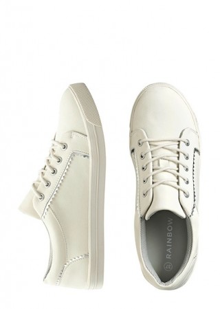 Pantofi sport albi simpli cu siret