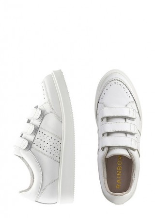 Pantofi sport albi din piele