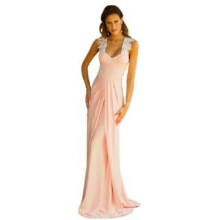 Rochie de ocazie lunga in culoarea piersicii